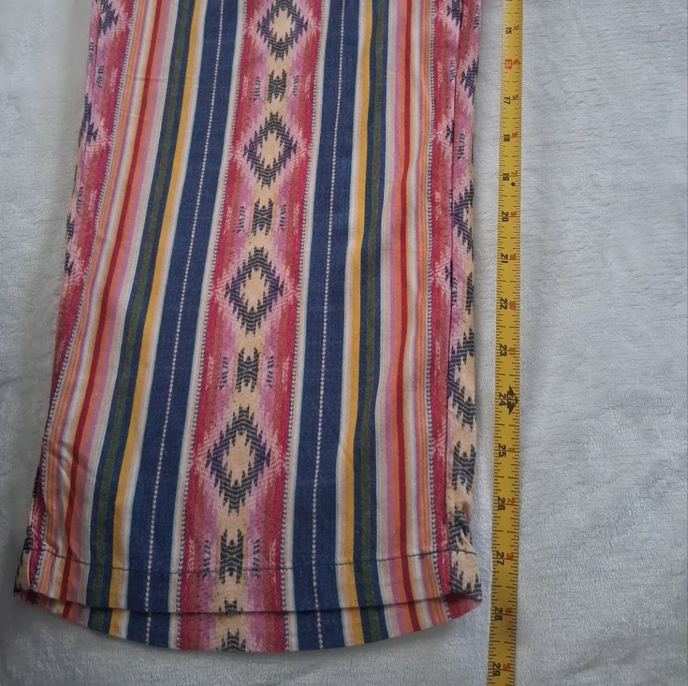 Coldwater Creek Southwest Terra Stripe Rayon Pants Wide Leg Multicolor Pockets L